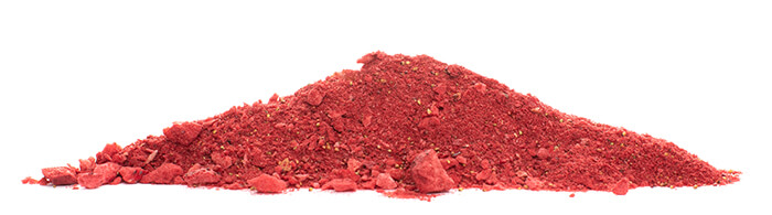 Jahody lyofilizovaný prášek a kousky - z boku